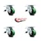 Service Caster 4 Inch Green Poly on Cast Iron Caster Set with Ball Bearing and Total Lock Brake SCC-TTL30S420-PUB-GB-4 - alternate 4